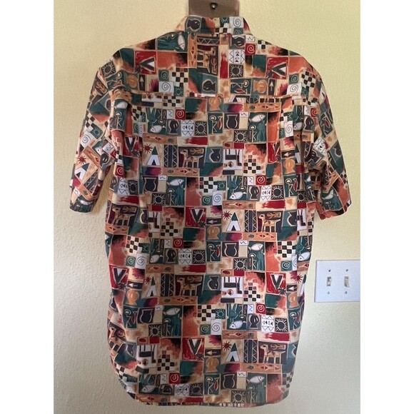 Woolrich Mens Southwest Aztec Tribal Hi Lo Short Sleeve Button Down Shirt L - Picture 5 of 6